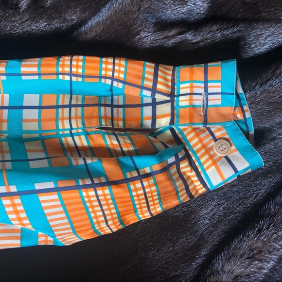 Peter Nygard Vintage jogger jacket Sporty neutral plaids Silk Large EUC - Picture 8 of 8